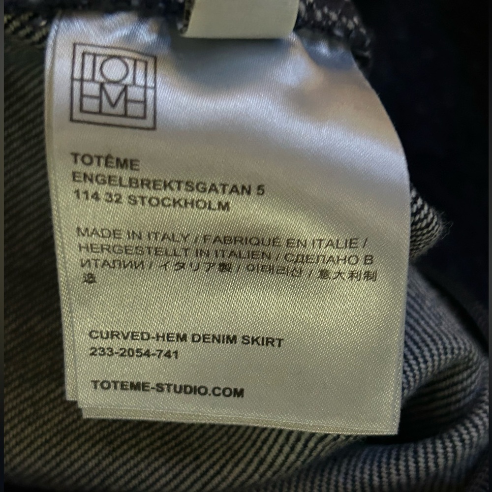 Toteme Curved Hem‎ Denim Skirt 34 / US 2 26 Waist Made in Italy Quiet Luxury - Picture 12 of 14
